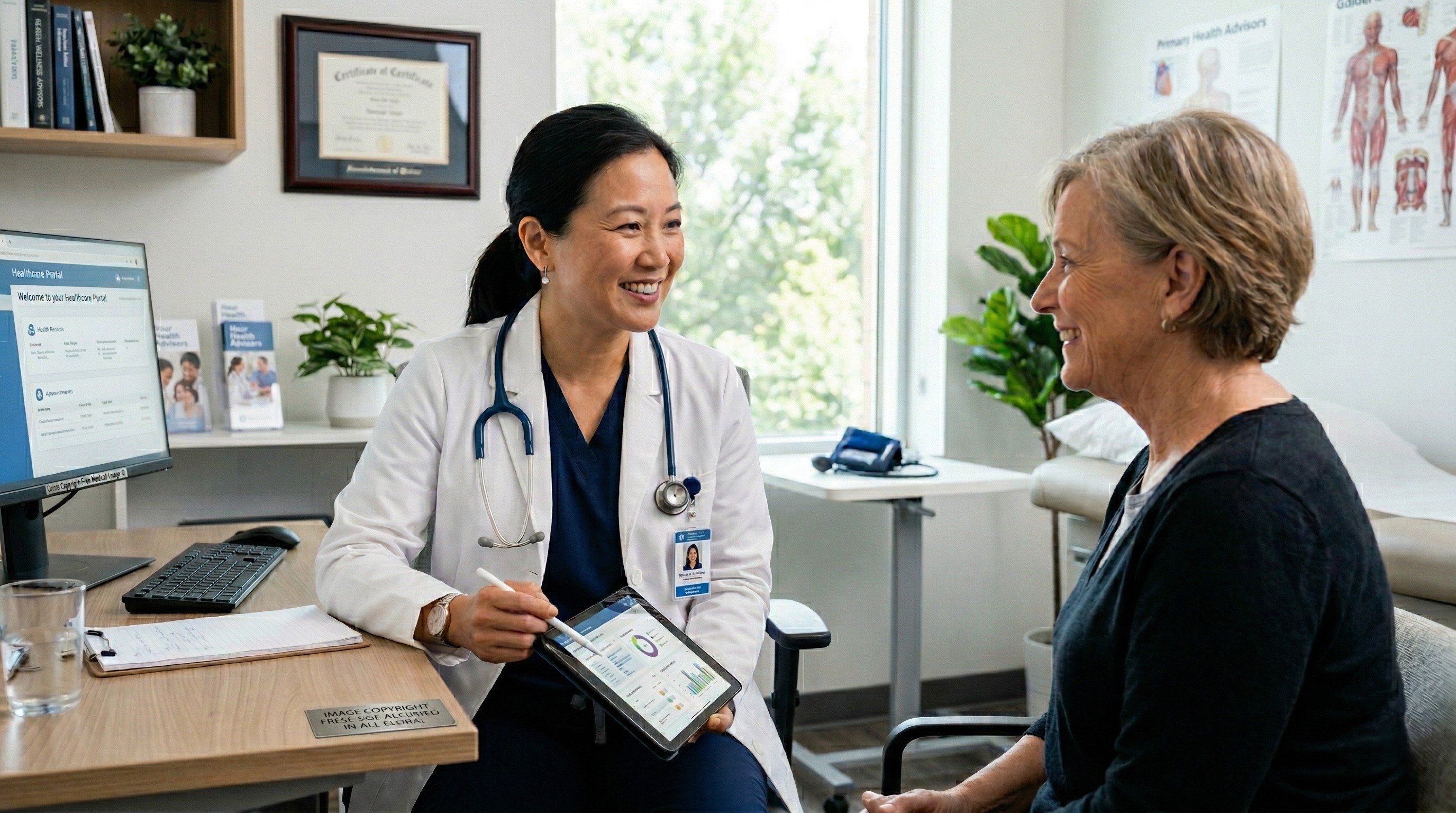 Primary care physician with patient